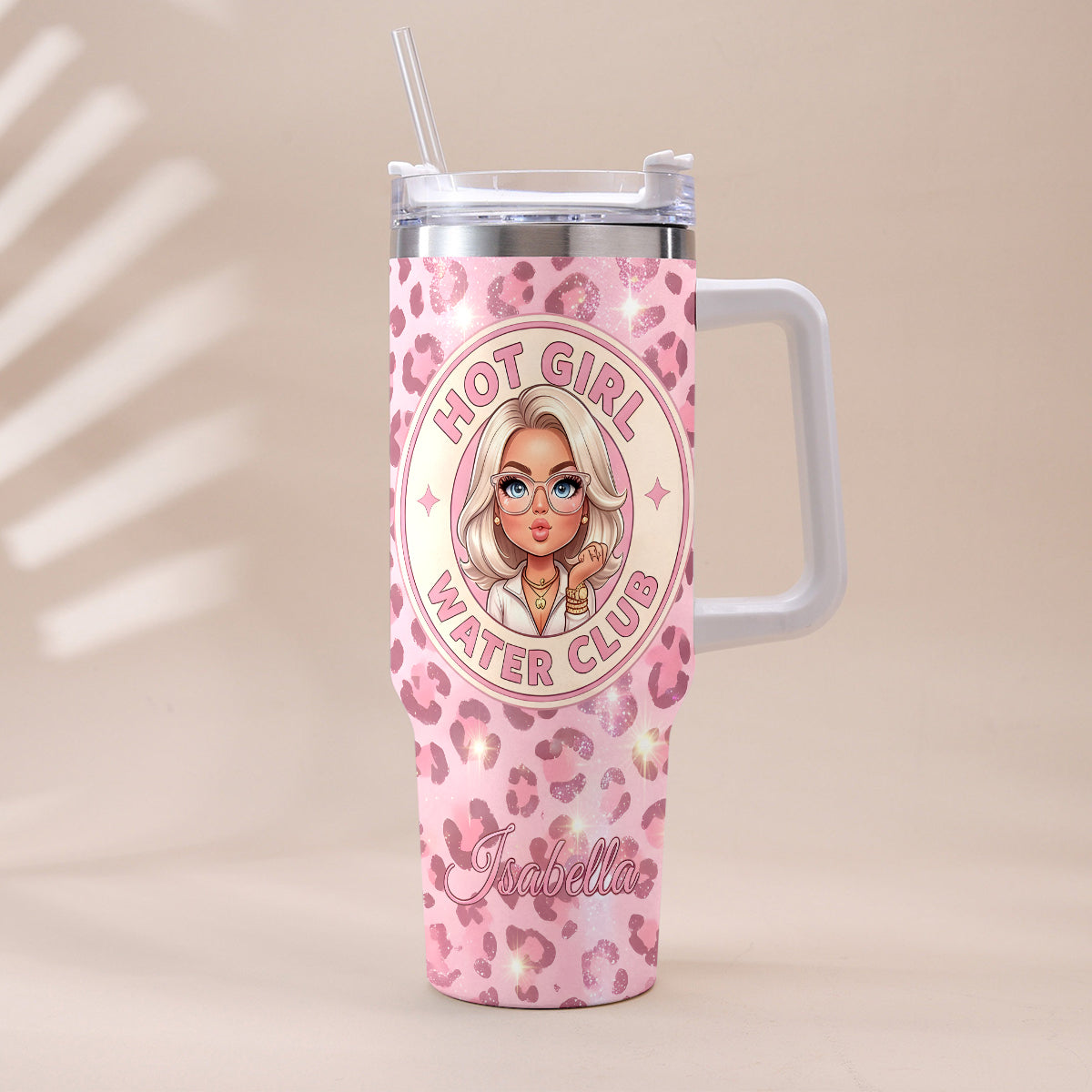 Hot Girl Water's Club, Geschenk für Frauen - Personalisierter Selbstliebe Becher mit Plüschanhänger
