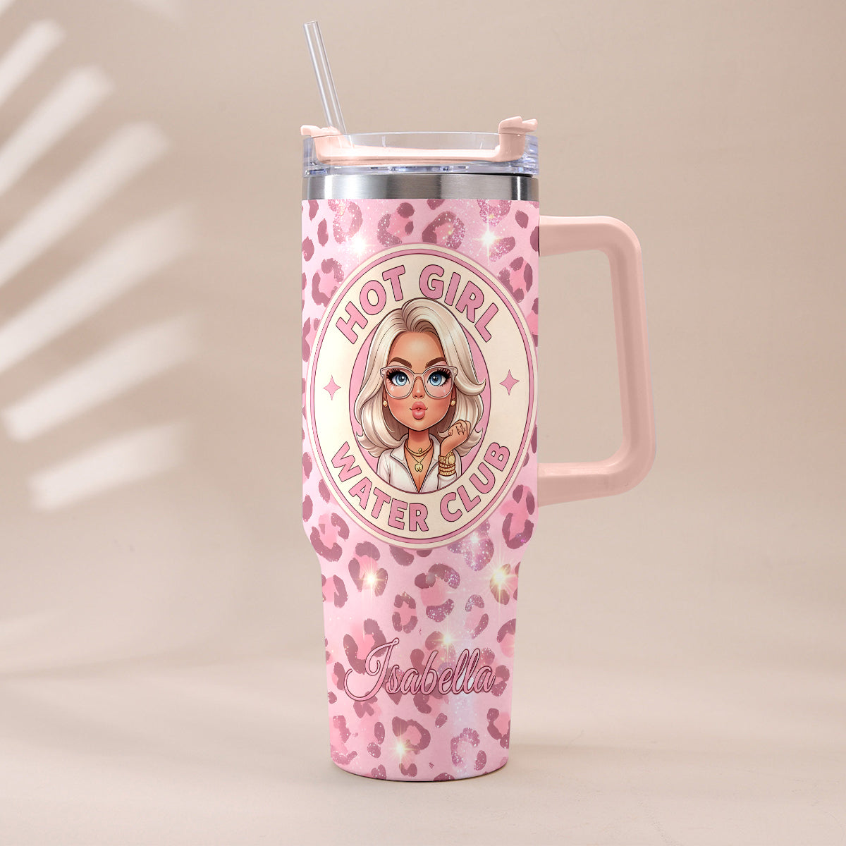 Hot Girl Water's Club, Geschenk für Frauen - Personalisierter Selbstliebe Becher mit Plüschanhänger