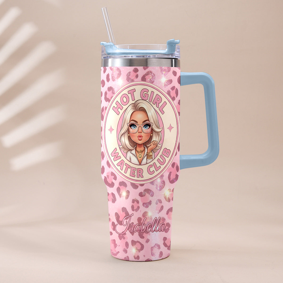 Hot Girl Water's Club, Geschenk für Frauen - Personalisierter Selbstliebe Becher mit Plüschanhänger