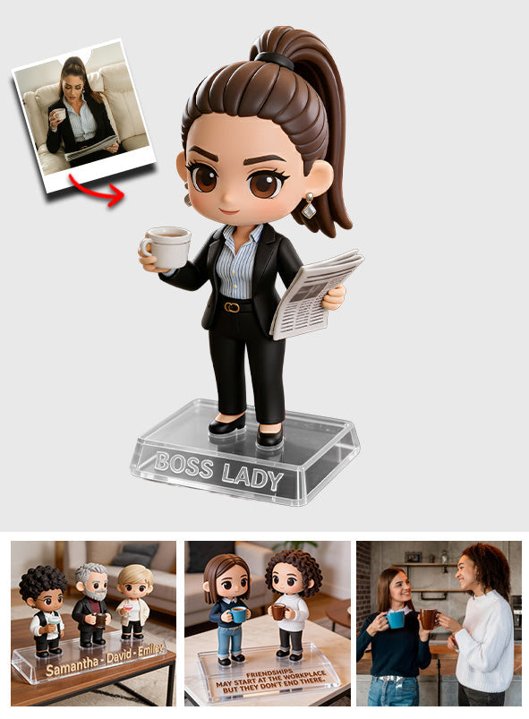 Foto individuell anpassen und sofort in der Vorschau anzeigen – Personalisierte Acrylplakette in Sonderform für Kollegen