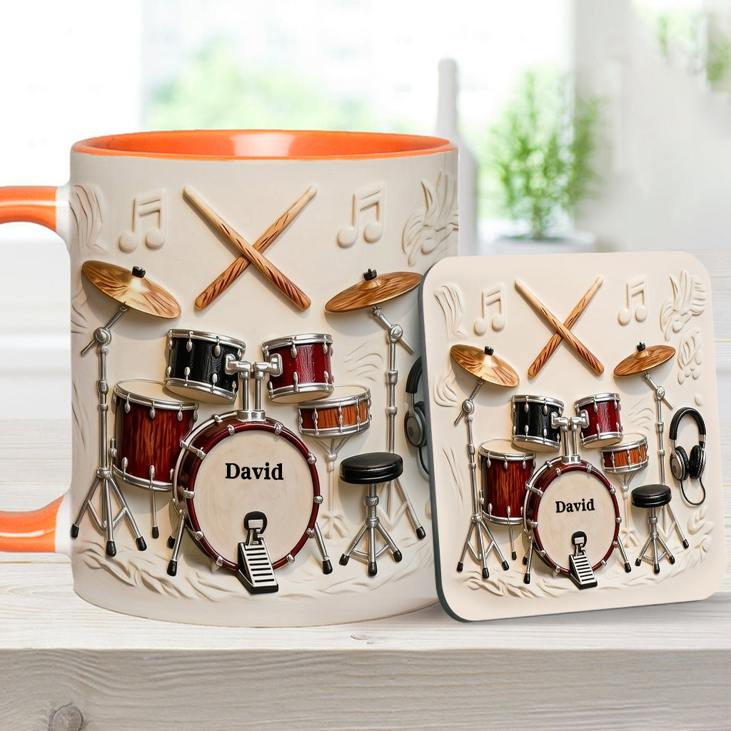 Fantastischer Schlagzeuger – Personalisierte Tasse und Untersetzer mit Schlagzeugmotiv
