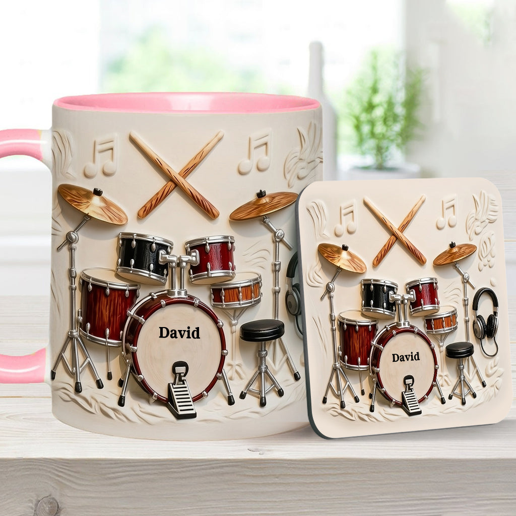 Fantastischer Schlagzeuger – Personalisierte Tasse und Untersetzer mit Schlagzeugmotiv