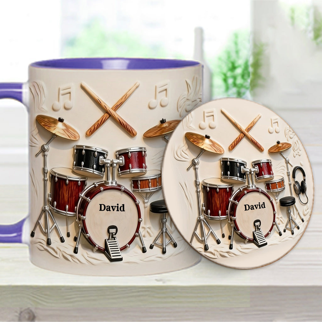 Fantastischer Schlagzeuger – Personalisierte Tasse und Untersetzer mit Schlagzeugmotiv