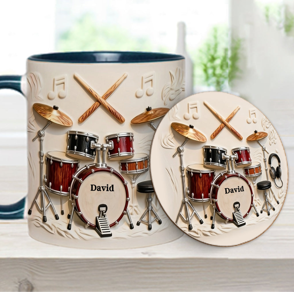 Fantastischer Schlagzeuger – Personalisierte Tasse und Untersetzer mit Schlagzeugmotiv
