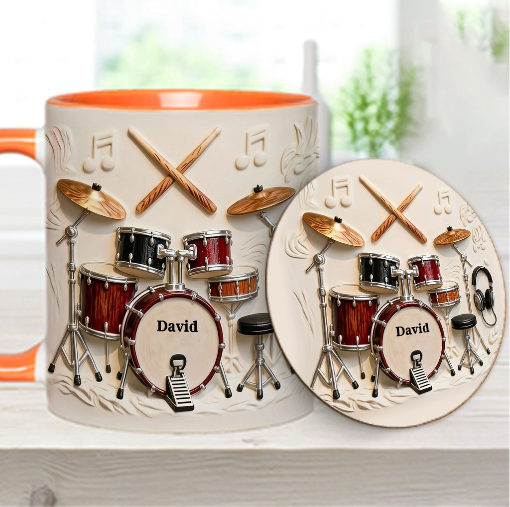 Fantastischer Schlagzeuger – Personalisierte Tasse und Untersetzer mit Schlagzeugmotiv