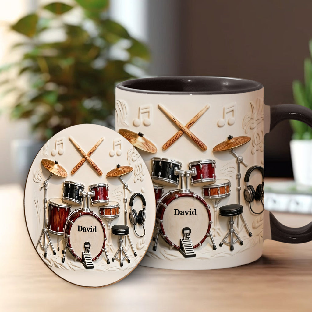 Fantastischer Schlagzeuger – Personalisierte Tasse und Untersetzer mit Schlagzeugmotiv
