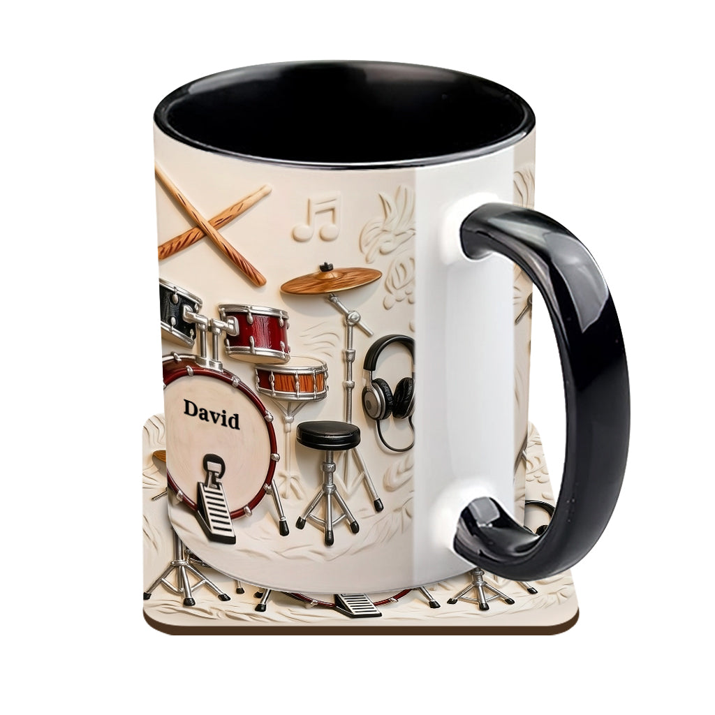 Fantastischer Schlagzeuger – Personalisierte Tasse und Untersetzer mit Schlagzeugmotiv