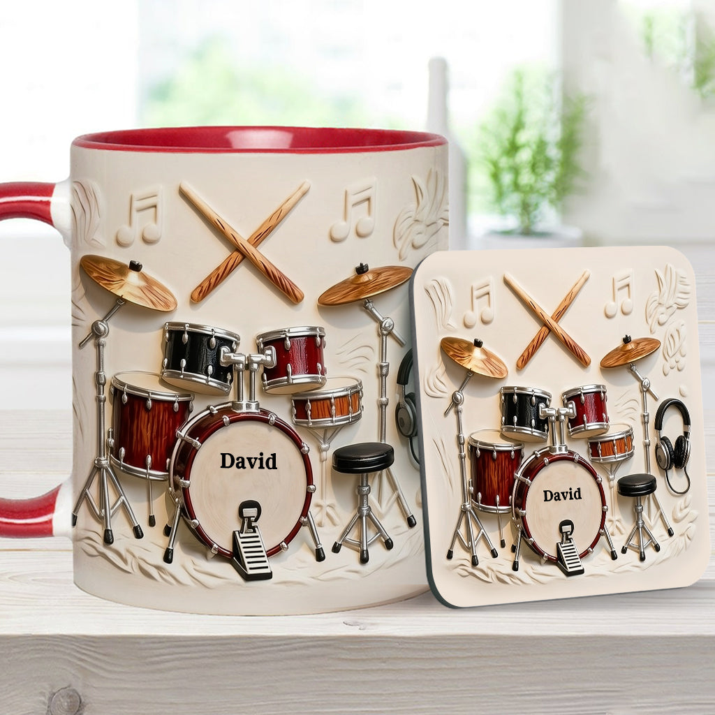 Fantastischer Schlagzeuger – Personalisierte Tasse und Untersetzer mit Schlagzeugmotiv
