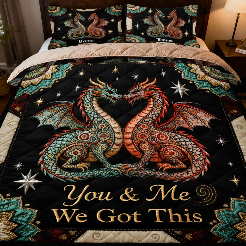 You & Me We Got This - Personalized Dragon Quilt Set