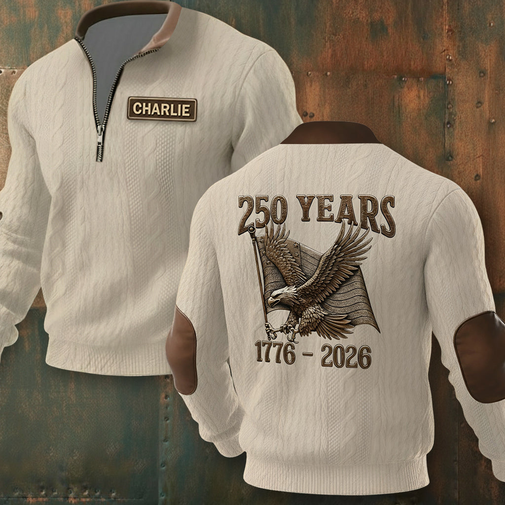 250. Jahrestag der Vereinigten Staaten – Personalisierter Herren-Sweatshirt mit Reißverschluss für Veteranen