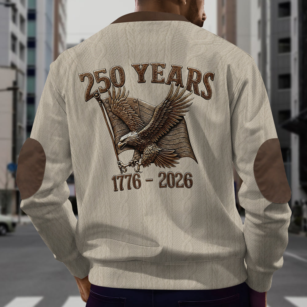 250. Jahrestag der Vereinigten Staaten – Personalisierter Herren-Sweatshirt mit Reißverschluss für Veteranen