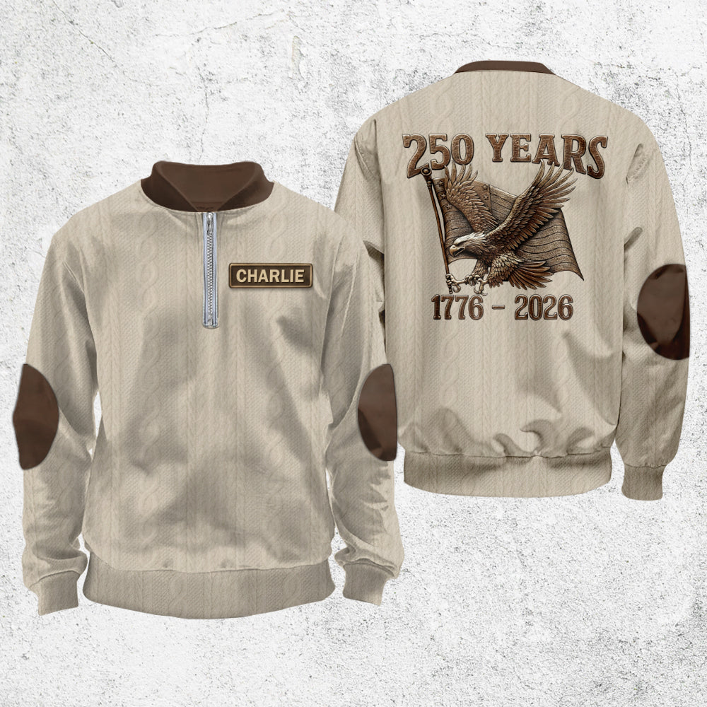250. Jahrestag der Vereinigten Staaten – Personalisierter Herren-Sweatshirt mit Reißverschluss für Veteranen