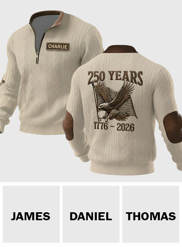 250. Jahrestag der Vereinigten Staaten – Personalisierter Herren-Sweatshirt mit Reißverschluss für Veteranen