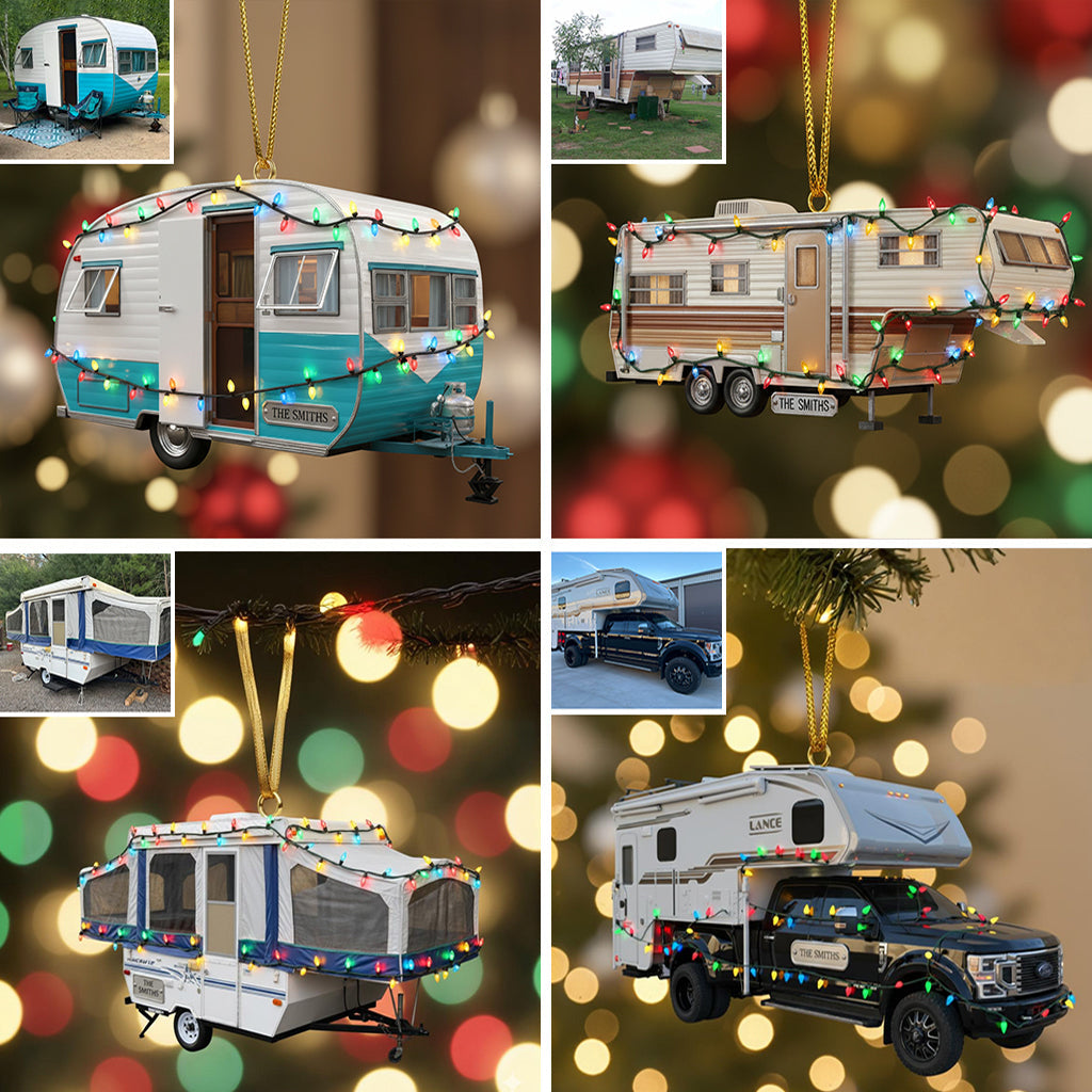 Love Camping Lovely Campers - Personalized Camping Transparent Ornament