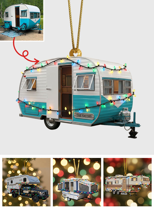 Love Camping Lovely Campers - Personalized Camping Transparent Ornament