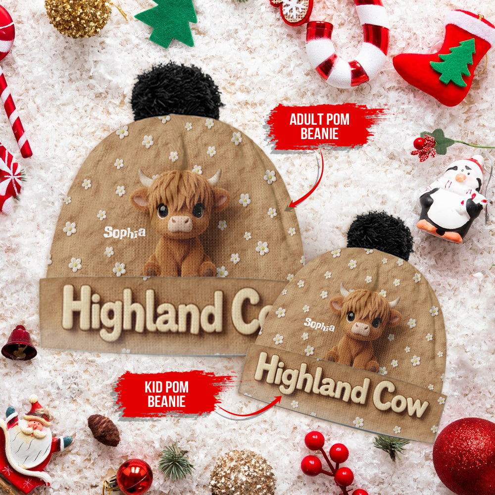 Cute Highland Cow - Personalized Highland Cow Beanie Hat