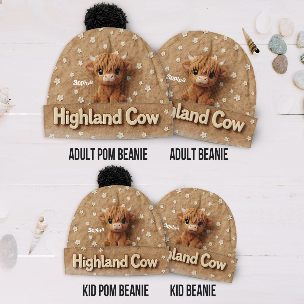 Cute Highland Cow - Personalized Highland Cow Beanie Hat