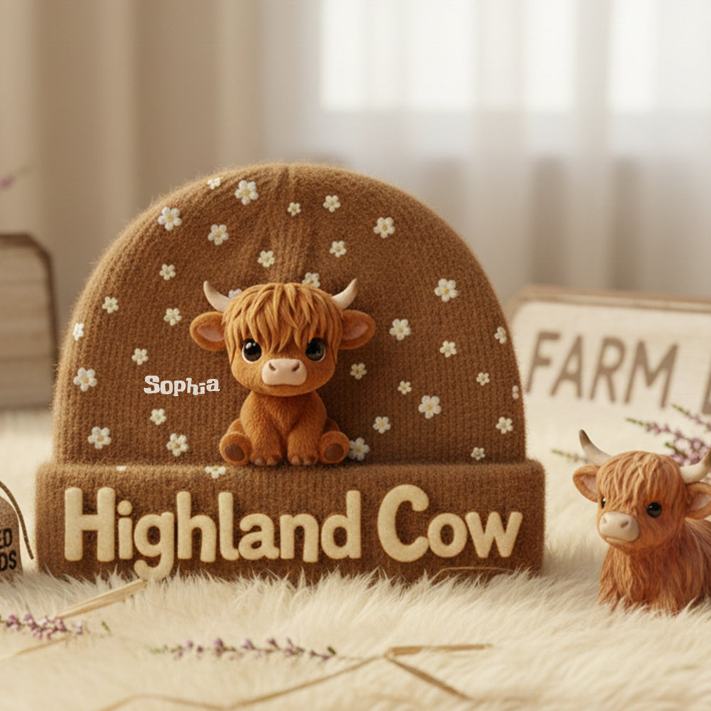 Cute Highland Cow - Personalized Highland Cow Beanie Hat