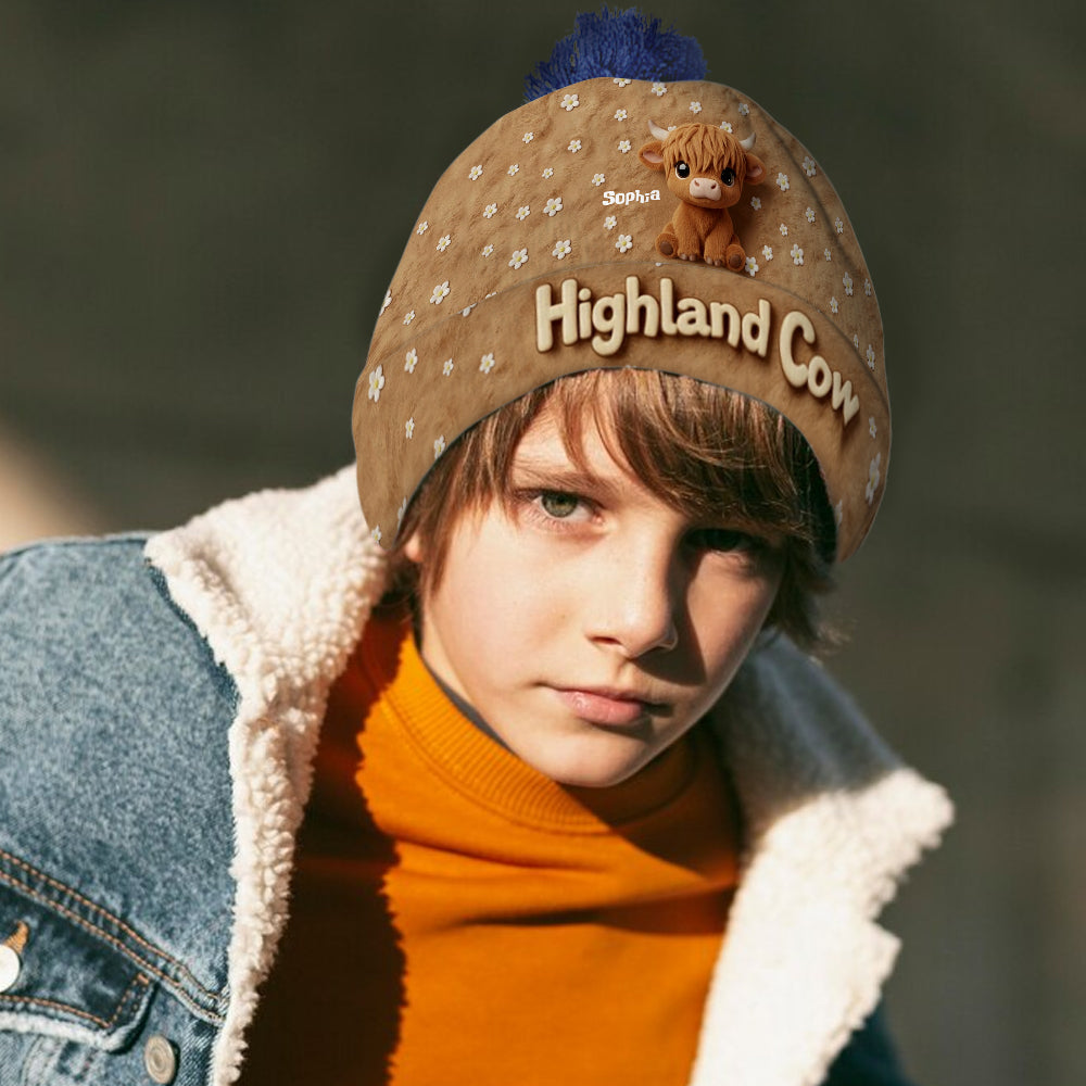 Cute Highland Cow - Personalized Highland Cow Beanie Hat