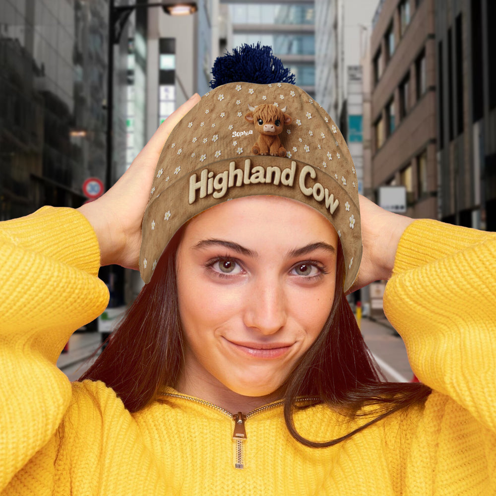 Cute Highland Cow - Personalized Highland Cow Beanie Hat