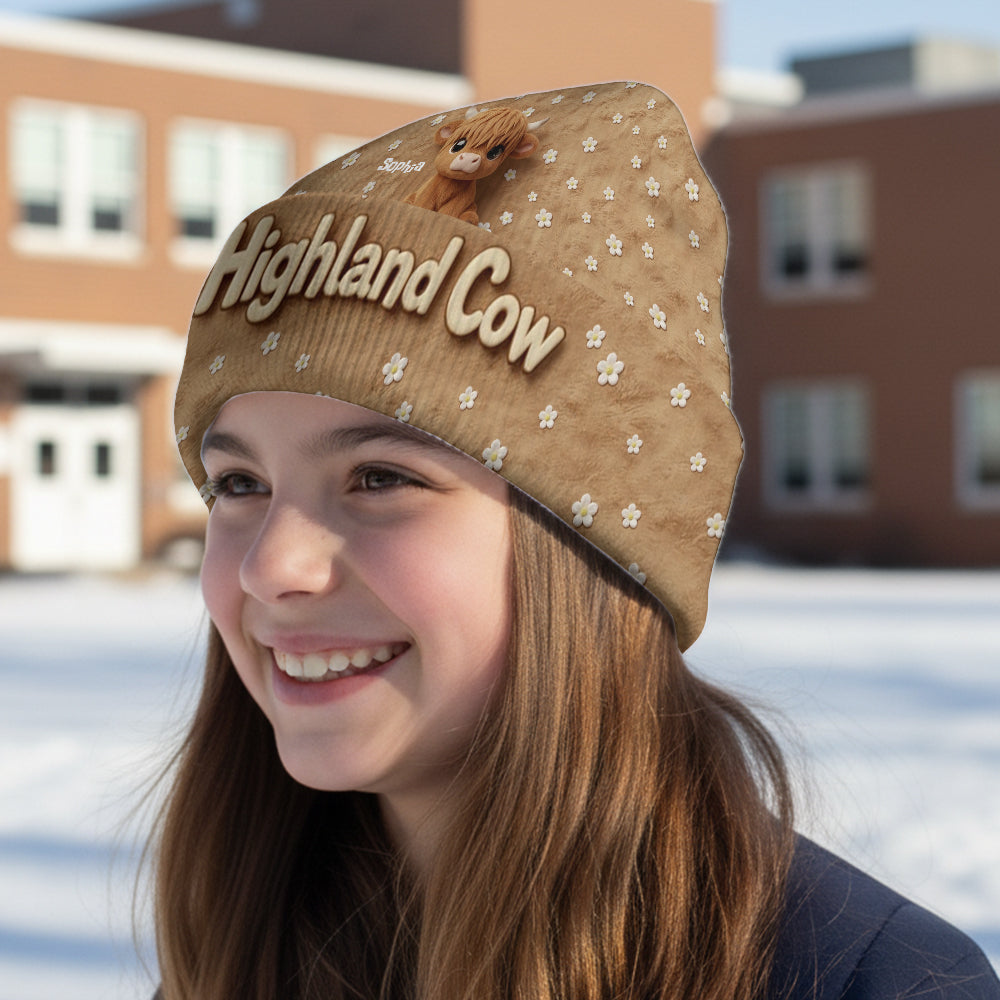 Cute Highland Cow - Personalized Highland Cow Beanie Hat