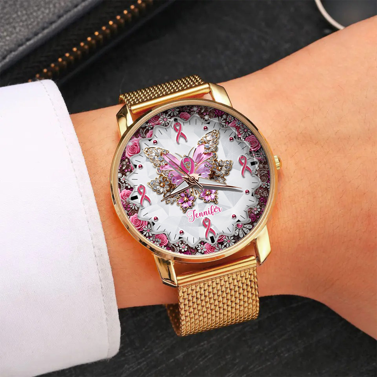 Faith Hope Love - Personalized Breast Cancer Awareness Women Hand Watch