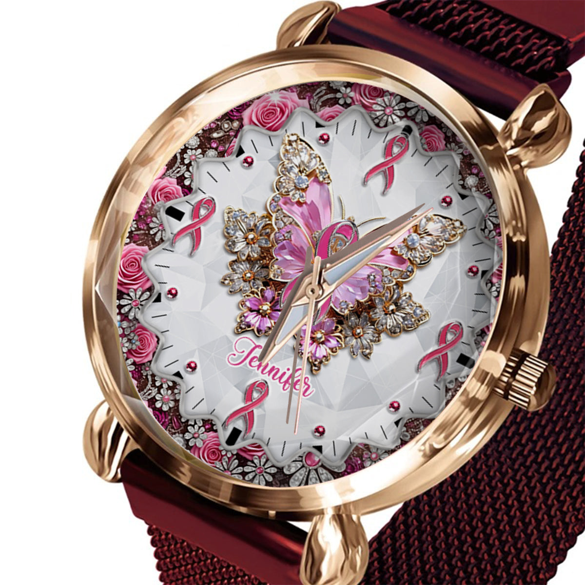Faith Hope Love - Personalized Breast Cancer Awareness Women Hand Watch
