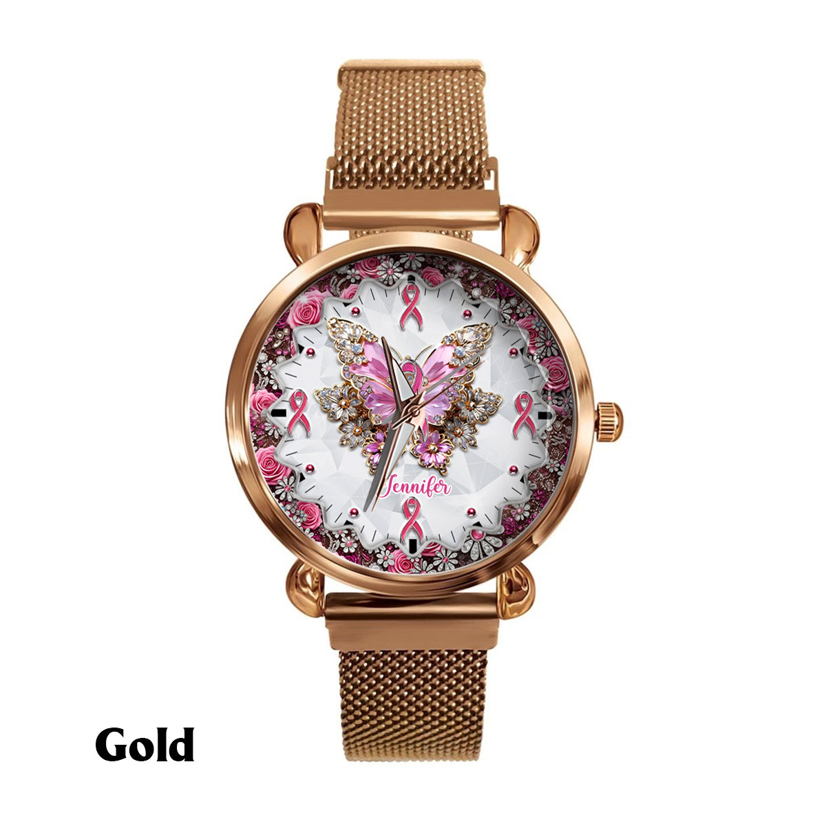 Faith Hope Love - Personalized Breast Cancer Awareness Women Hand Watch