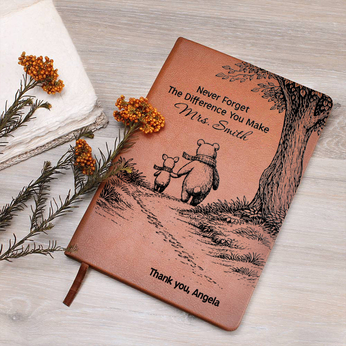 Back To School - Personalized Teacher Leather Journal