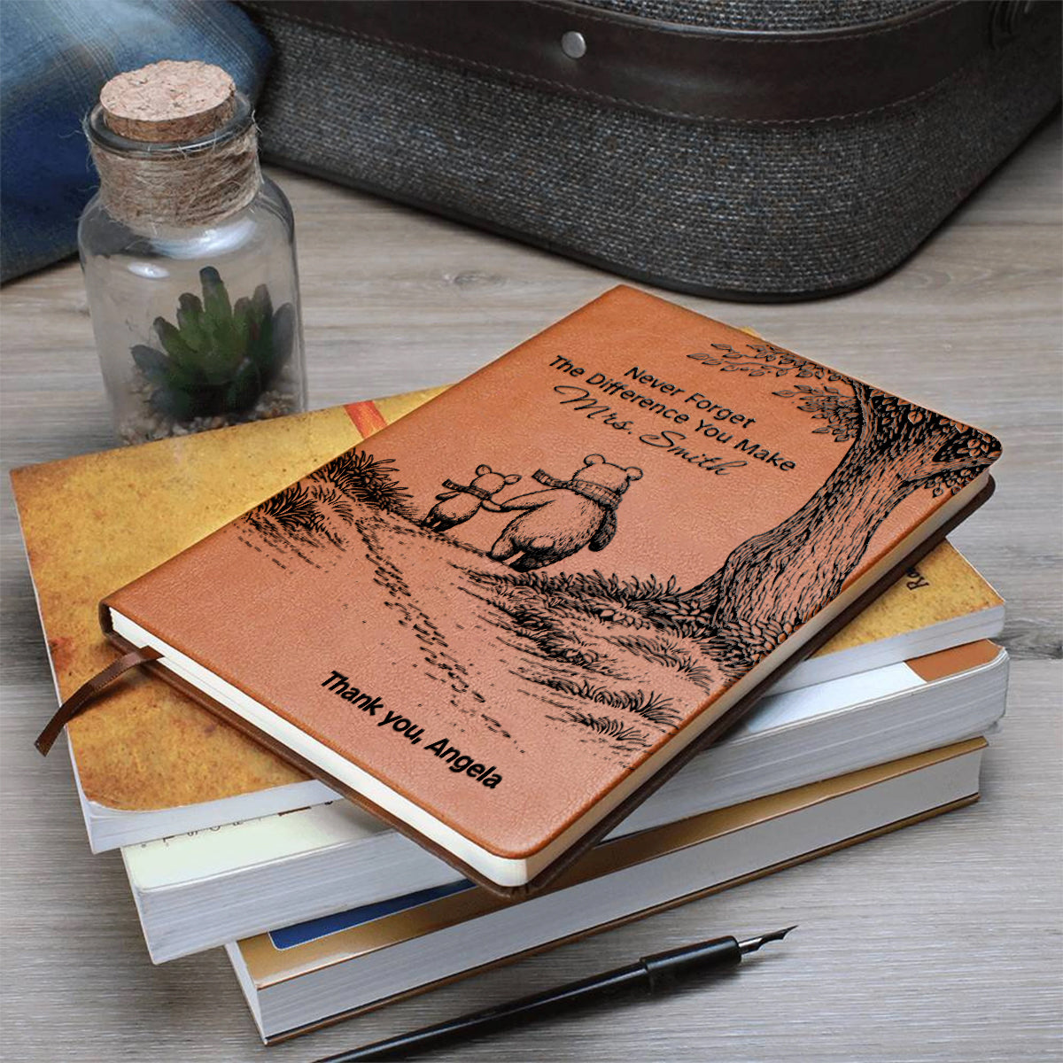 Back To School - Personalized Teacher Leather Journal