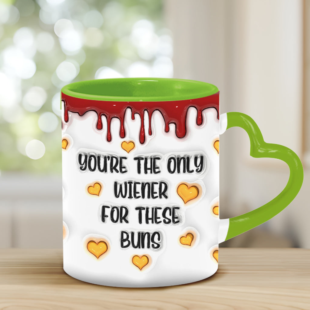 You're The Only Wiener To These Buns - Personalized Couple Heart Handle Mug