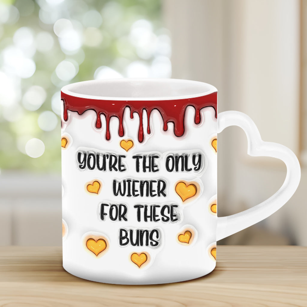 You're The Only Wiener To These Buns - Personalized Couple Heart Handle Mug