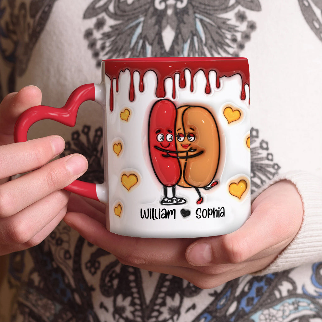 You're The Only Wiener To These Buns - Personalized Couple Heart Handle Mug