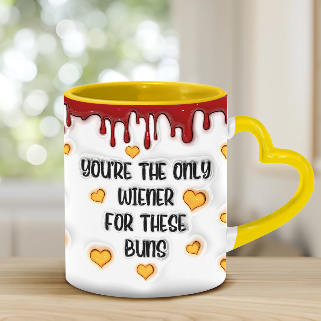 You're The Only Wiener To These Buns - Personalized Couple Heart Handle Mug