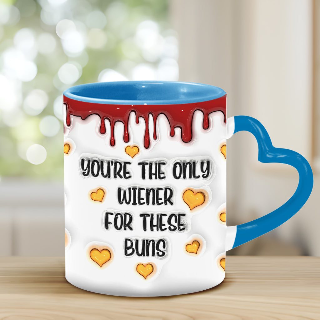 You're The Only Wiener To These Buns - Personalized Couple Heart Handle Mug