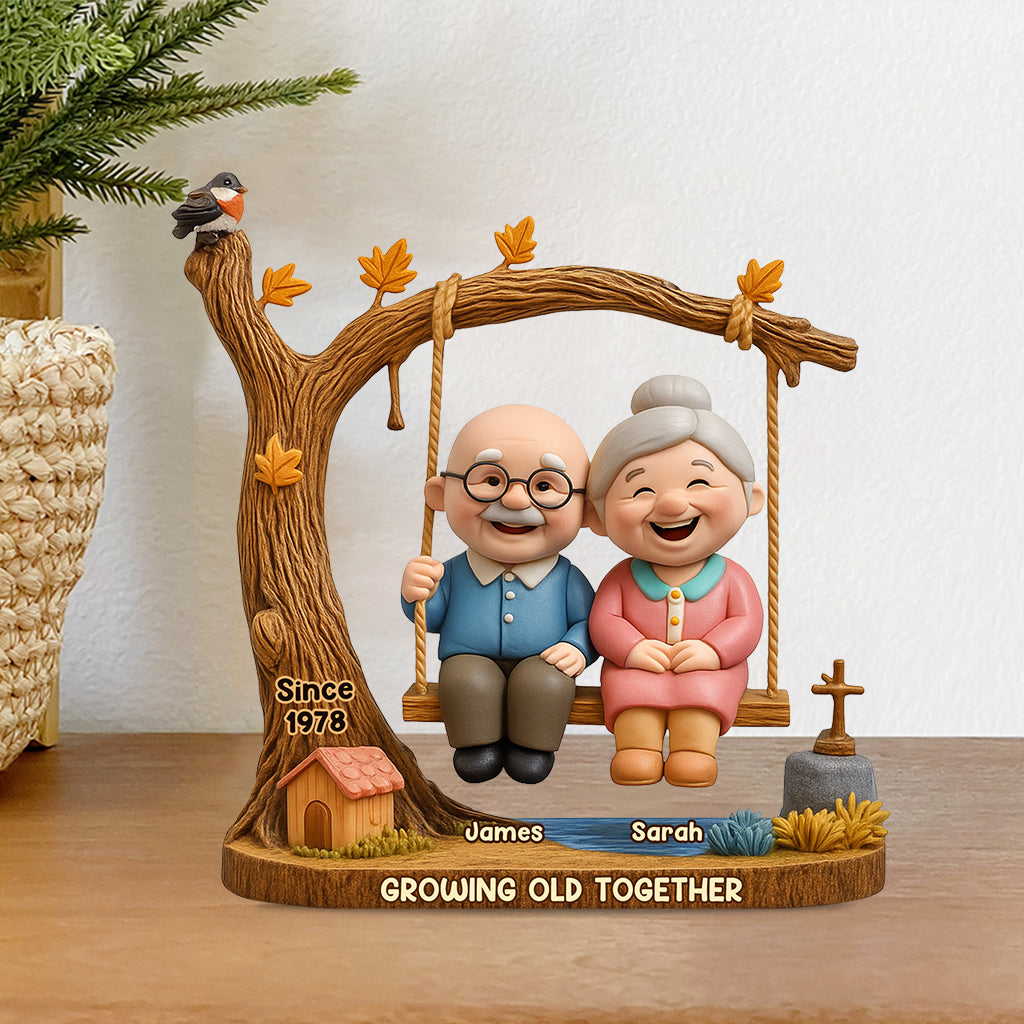 Heartwarming with Elderly Couple, Home Decor - Personalized Couple Custom Shaped Acrylic Plaque