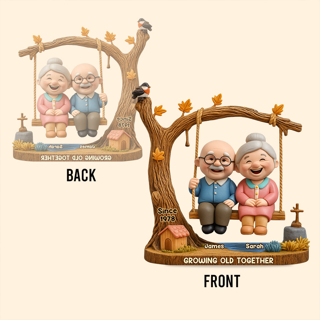 Heartwarming with Elderly Couple, Home Decor - Personalized Couple Custom Shaped Acrylic Plaque