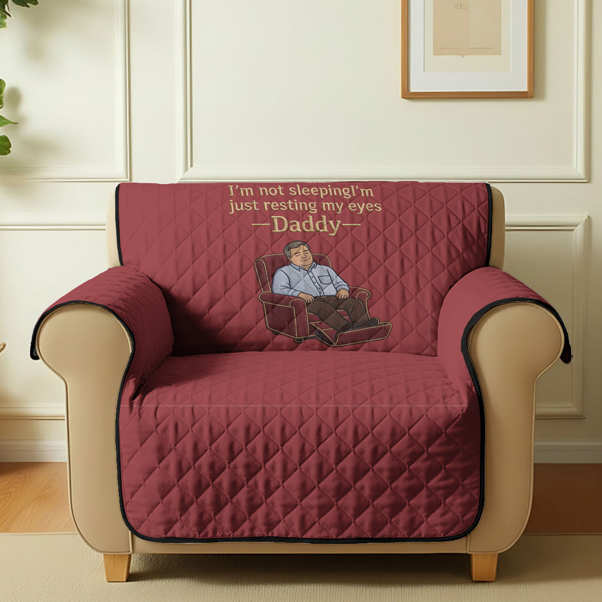 Augenblick der Ruhe - Personalisierte Vater Steppsofa/Couchbezug