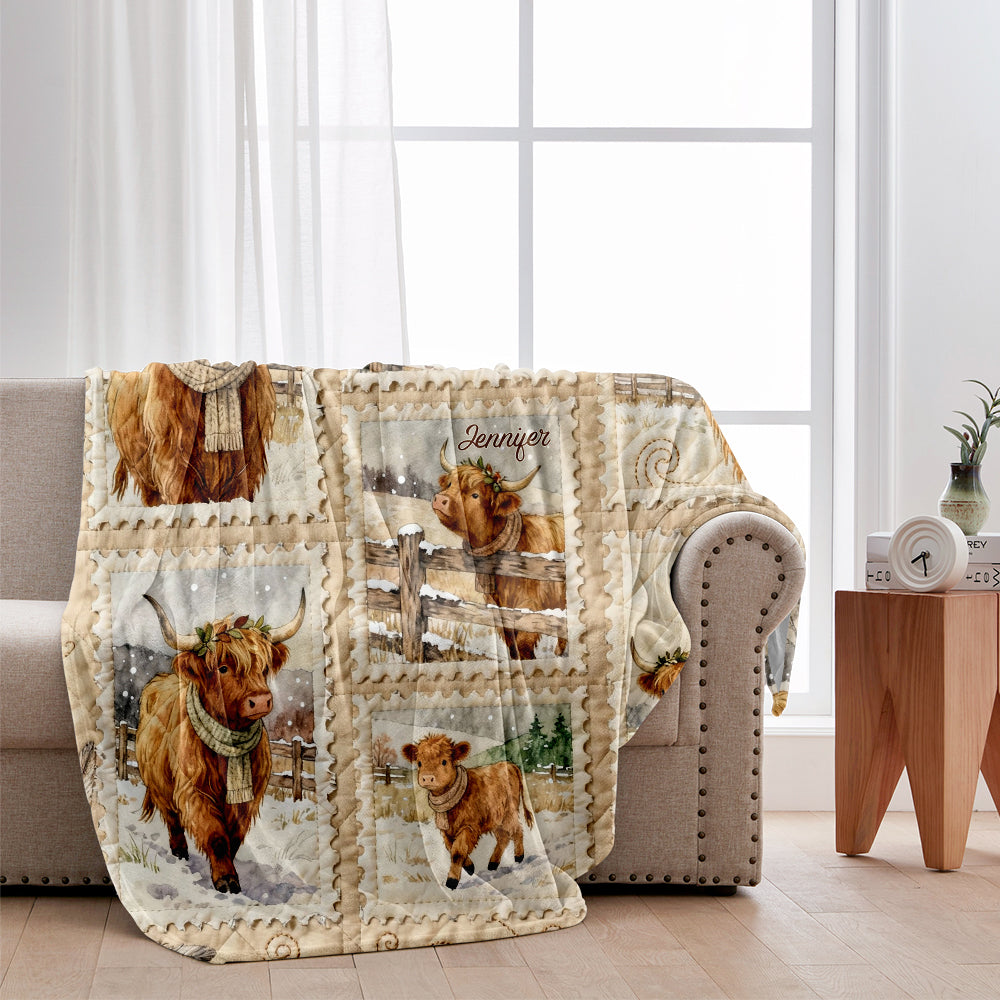 Adorable Highland Cows - Personalized Highland Cow Blanket