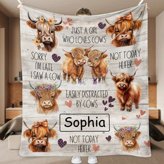 Love Highland Cows - Personalized Highland Cow Blanket