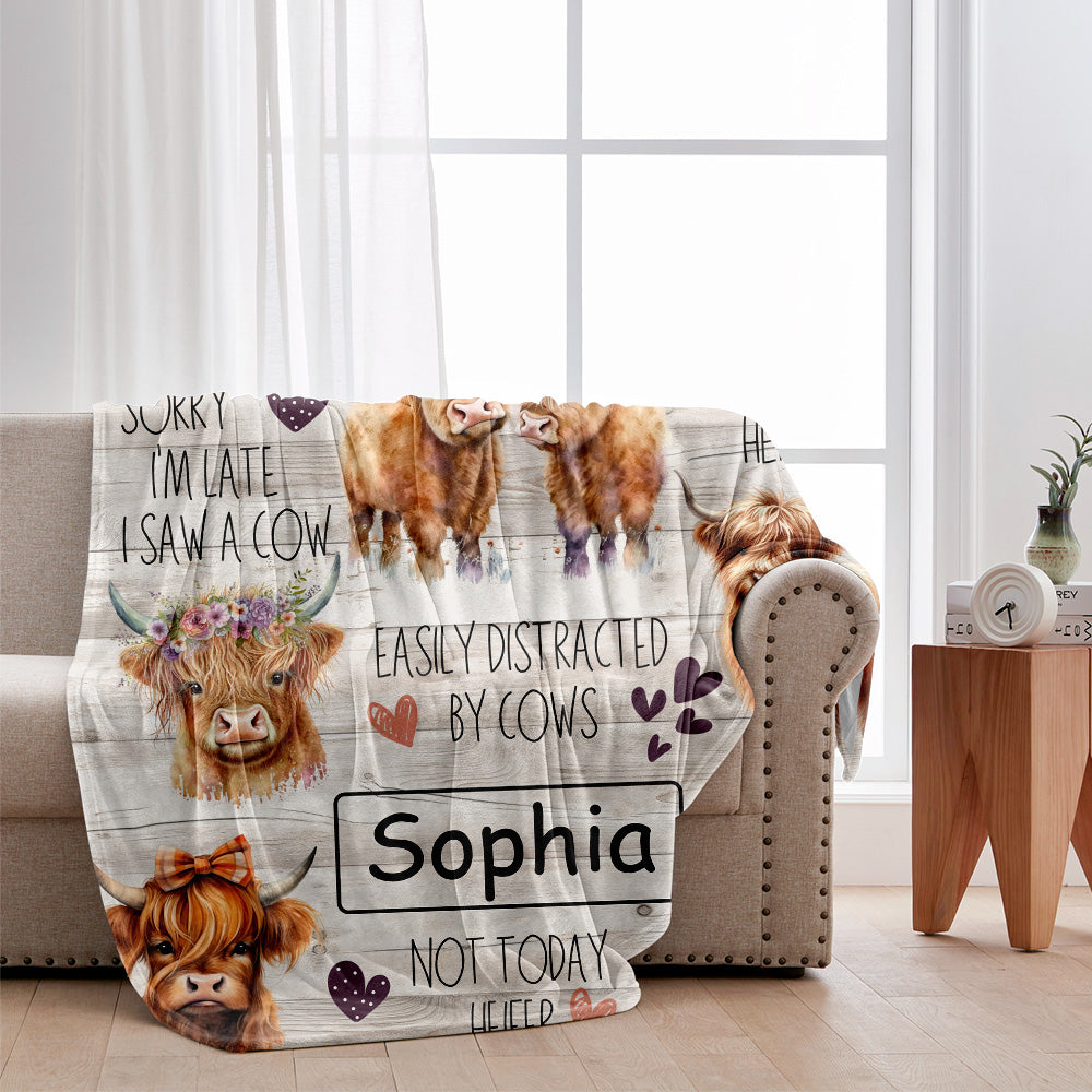Love Highland Cows - Personalized Highland Cow Blanket
