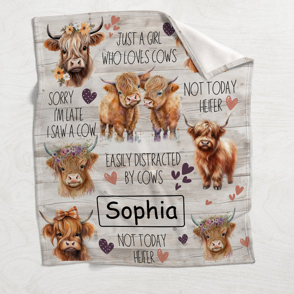 Love Highland Cows - Personalized Highland Cow Blanket