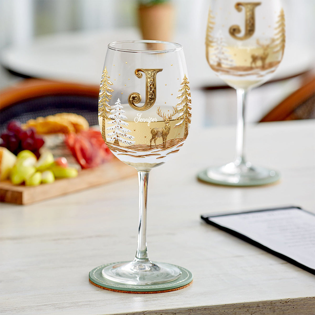 Merry Christmas - Personalized Family Wine Glass With Long Stem