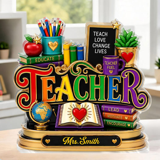 Back To School - Personalized Teacher Custom Shaped Acrylic Plaque