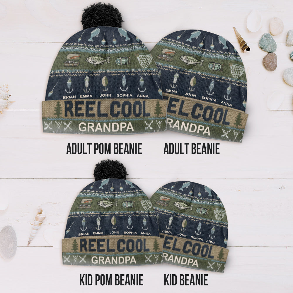 Reel Cool Grandpa - Personalized Fishing Beanie Hat