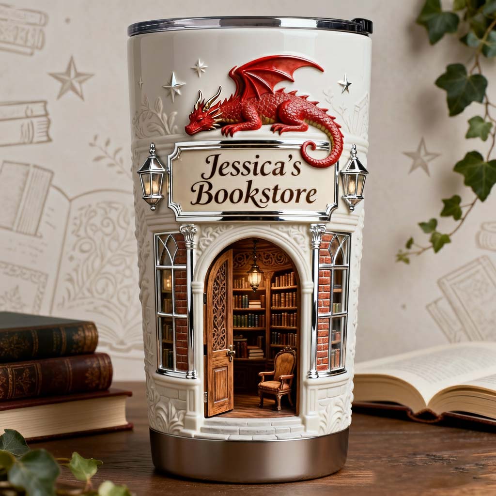 Librairie Dragon - Gobelet en forme de livre personnalisé