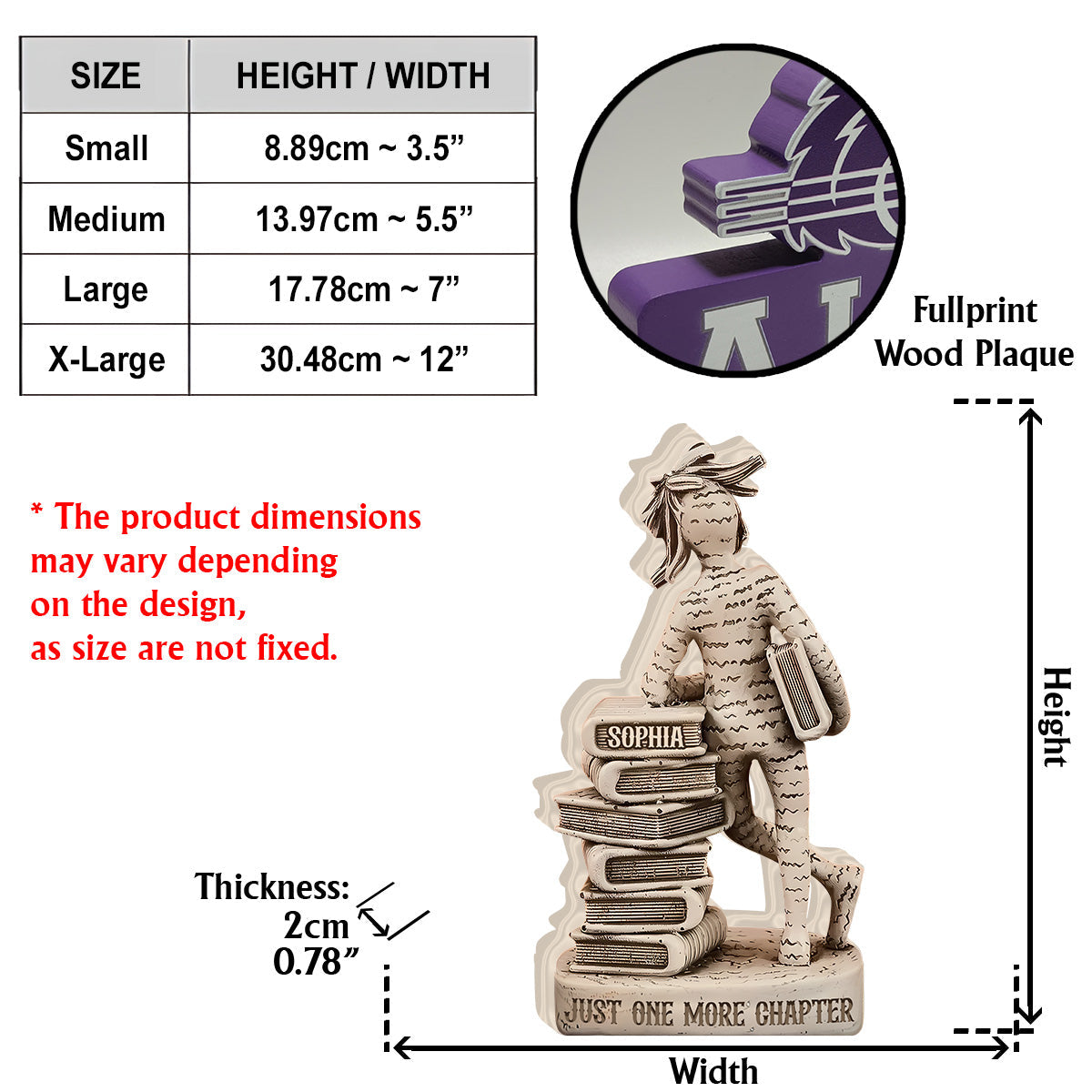 Just One More Chapter - Personalized Book Custom Shaped Wood Plaque