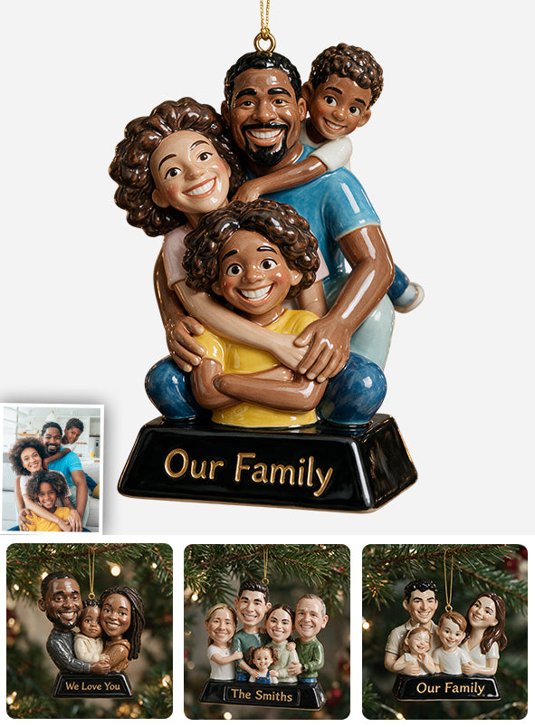 Merry Christmas - Personalized Family Custom Shape Ceramic Ornament