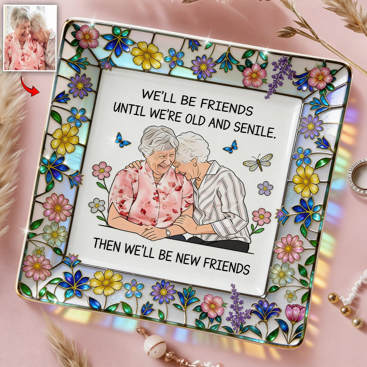 Geschenkidee für die beste Freundin - Personalisierte, voll bedruckte Schmuckschale
