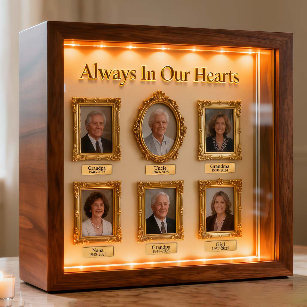 Forever In Our Hearts - Personalized Memorial Wooden Frame LED Light